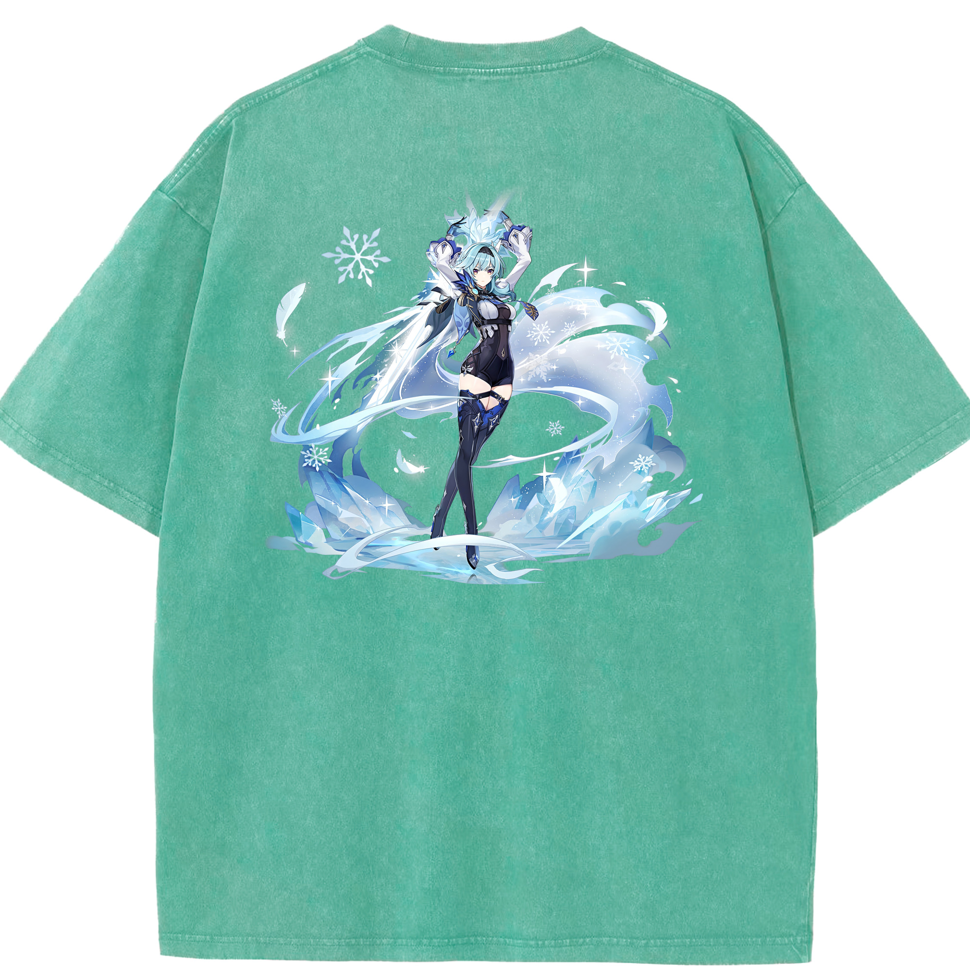 げんし神 优菈 ゆうら genshin Yūra 綿100% ヴィンテージ風 半袖Tシャツ（背面プリント）